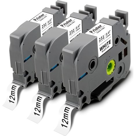 12 mm kompatibel für Brother TZe-231 TZ231 TZ-231 Tze, schwarz auf weiß, laminierte Kassette für Brother PT-H100LB H107B E110 H200 P300BT P700 D400VP H100lb