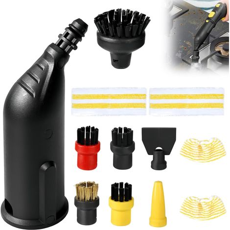 12 Pcs Accessoires pour Nettoyeur Vapeur KäRcher Sc1, Sc2, Sc3, Sc4 Sc5, Brosse Ronde, Brosse Plate, Embout Courbe, Housse De Nettoyage, Embout Racleur, 2 Chiffon En Microfibre Et Autres (1/5)