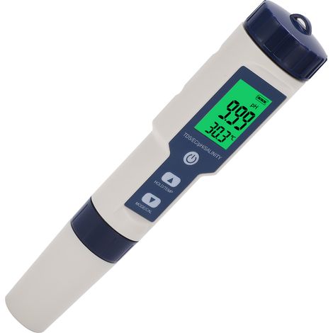 EZ‑9909SP 5-in-1 Wasserqualitäts-Teststift-Analysator pH-Wert, TDS, EC-Wert, Salzgehalt, Temperaturmessgerät für Aquarien (1/5)