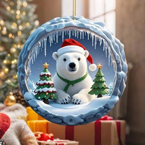 Guirlande De Noël - Décoration Murale En Acrylique Avec Ours - Ornement Festif Pour Intérieur Et Voiture - 1 Pièce (1/5)