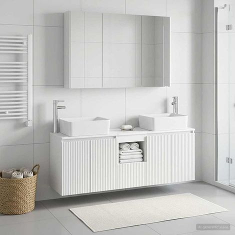 vidaXL Juego de Muebles de Baño 4 uds. Blanco Madera de ingeniería (1/5)
