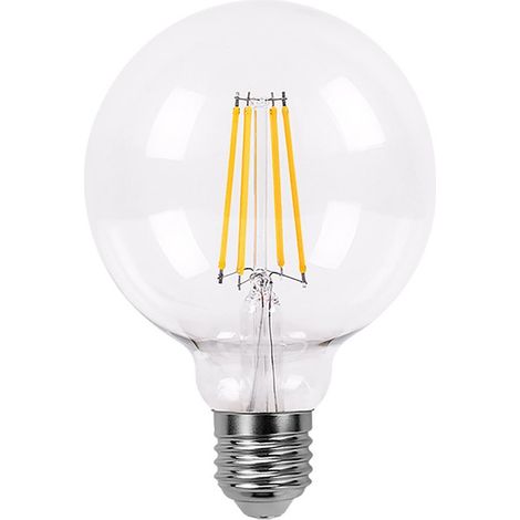 Ampoule à filament globe 8 W 880 lm E27 transparente 2700 K 13 x 9,5 cm