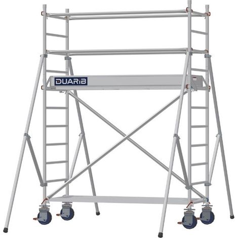 DUARIB - Échafaudage roulant aluminium Docker – Version lisses – Largeur 85 cm – Hauteur max 11,90 m – Longueur 2,05 / 2,54 / 2,95 m - Hauteur de plateau 1,9 m - L 2,05 x l 0,85 m (1/2)