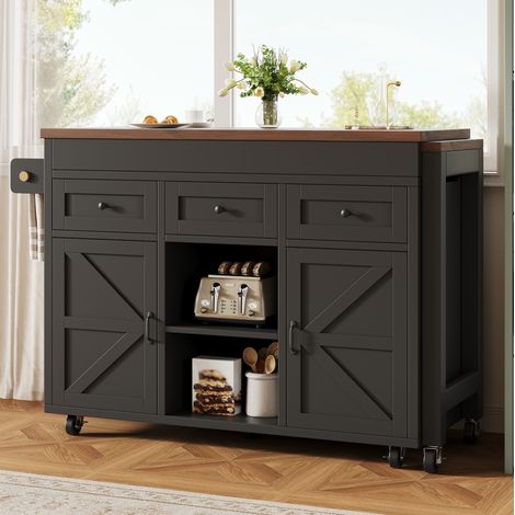 table repas extensible rangement 210 cm bois noir MDF OKMYHOME (1/5)