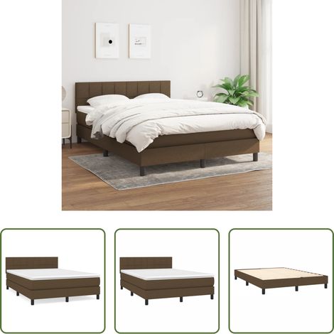 Matelas à ressorts ensachés - Sommier à lattes de lit avec matelas Marron foncé 140x200 cm (1/5)