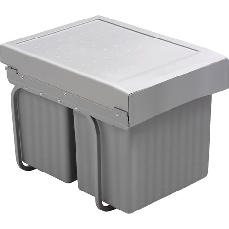 Poubelle coulissante 32l 2 seaux - Amortisseur : Sans - Contenance : 32 L - Décor : Anthracite - Hauteur : 339 mm - Largeur : 343 mm - Matériau : Métal / Plastique - GOLLINUCCI (1/4)