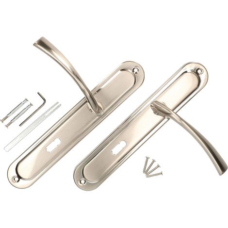 KOTARBAU Kit de poignées de porte BB 72 mm - Plaque longue nickel-chrome universelle moderne