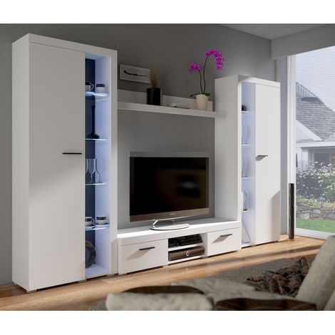 Azura Home Design – Ensemble meuble TV RUMBA XL 300 cm – Design moderne en plusieurs couleurs – Dimensions 300 x 40,5 x 190 cm – Sans buffet