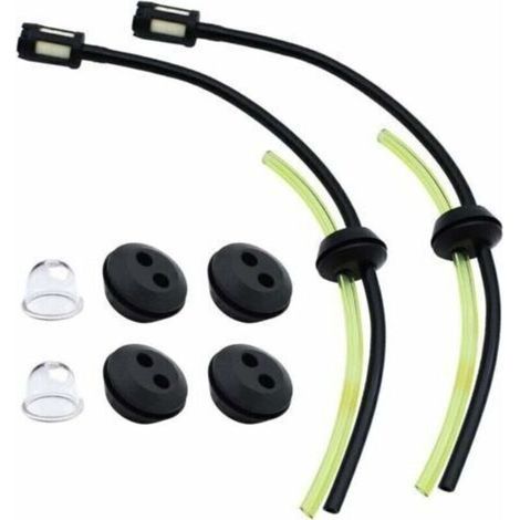Lot de 2 Kits Universels de Filtres à Essence avec Joints Passe-Durites pour Carburateurs de Tondeuses à Gazon - Compatible avec les Essences de Tondeuses ECHO et STIHL, avec Brosse et Kit d'Outils de (1/4)