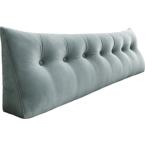 VERCART Coussin de Lecture Compensé, Triangulaire Coussin à Coins, Gros Coussin Canapé, Traversin Tête de lit Support Arrière, Oreiller Cervical Dossier de Soutien Lombaire, Velours Gris 200cm