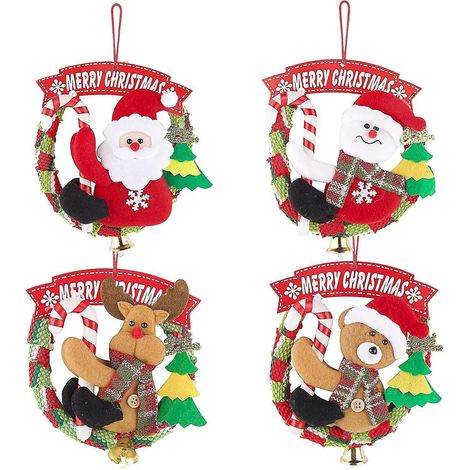 Lot de 4 décorations de sapin de Noël : figurines miniatures de Noël à suspendre, Père Noël, ornements pour sapin. (1/5)