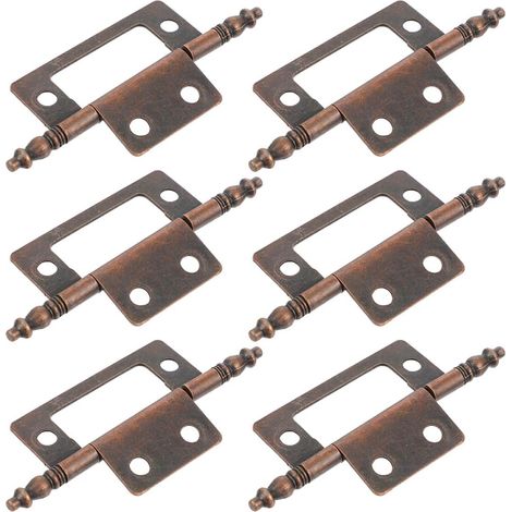 Lot de 6 Sets de Charnières en Fer Rouge Ancien pour Porte D’armoire, Charnières de Fixation Robustes pour Meubles, Dispositif de Fermeture de Porte Vintage, Adaptées (1/5)