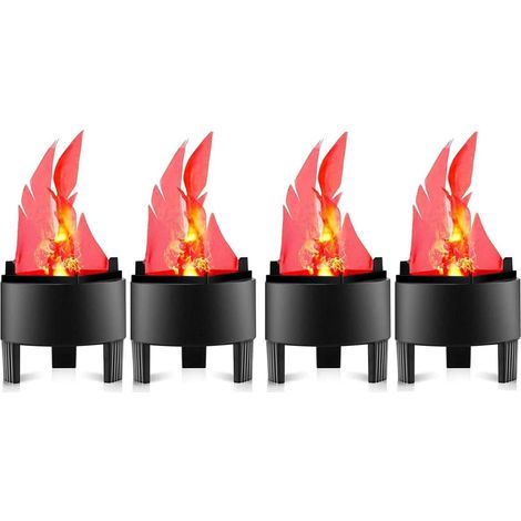 Set of 4 3D LED Fake Lights - 220V - Flickering Flame - Accessories for Halloween, Christmas, Indoor Parties, Campfires, Decoration (1/5)