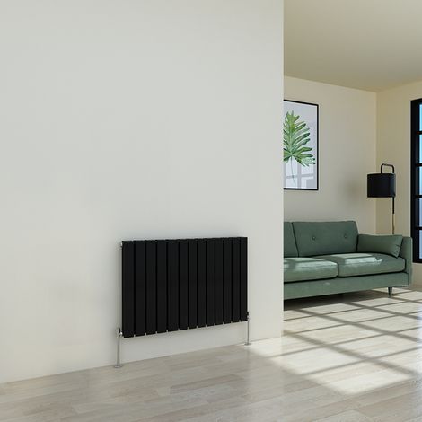 Warmehaus Flat Panel Black Radiator Horizontal Double 600x884mm