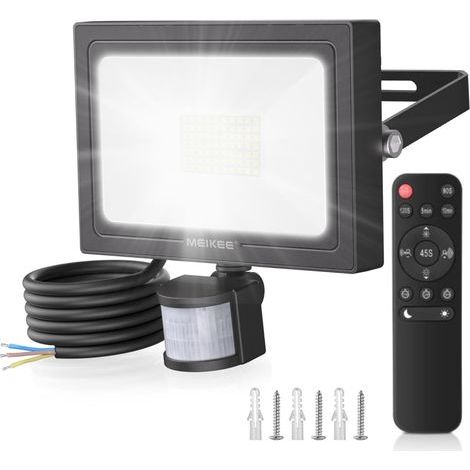 Projecteur LED Extérieur avec Détecteur de Mouvement 60W 5640LM Blanc Froid 6500K Spot Led avec Télécommande IP66 Étanche 4 Modes d' (1/5)