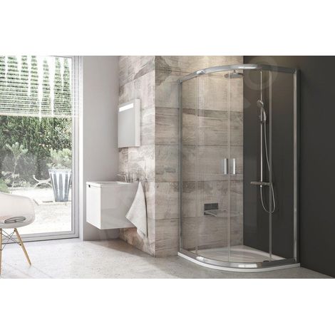 Ravak Blix - Cabine de douche quart de cercle BLCP4-90, 880-900 mm, satiné/verre transparent 3B270U00Z1 (1/5)