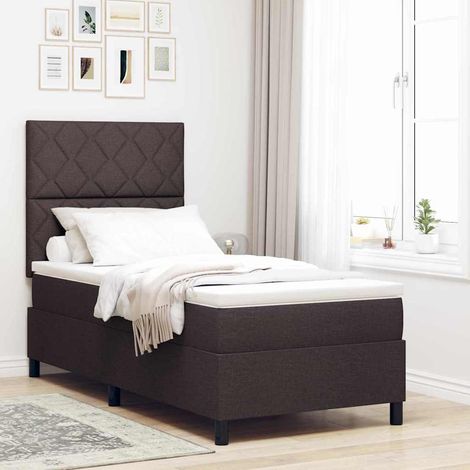 Cama tipo Box Spring Marrón oscuro 100 x 200 cm tela (1/5)