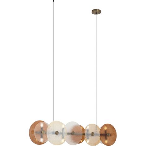 QAZQA Art Deco Pendant Lamp Bronze with Amber Glass Straight (1/5)