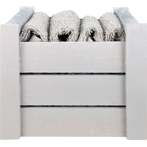 Cestino Con Lavette Ospiti in Cotone 30 x 30 Cm Asciugamani Spugna Bagno Salvietta Ospite ClassicTortora