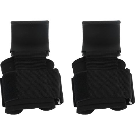 Pinces de traction réglables antidérapantes, sangles de poignet robustes pour haltérophilie, straps de tirage pour hommes et femmes, lot de 2 pièces noir (1/5)