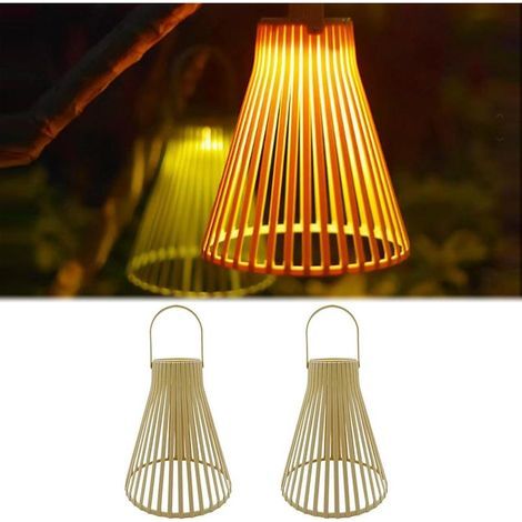 Set aus zwei Solar-Pendelleuchten für den Außenbereich (cremeweiß), handgefertigt aus Rattan, wasserdichte LED-Gartenleuchten, geeignet für Gartendekoration, Terrassen und Landschaftsgestaltung. (1/5)