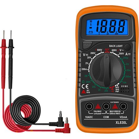 AC/DC Voltmètre Multimètre Diode Transistor Continuité sonore Outils de mesure à domicile Volt Ohm mètre Ampèremètre numérique Ohmmètre pour électricien avec LCD rétro-éclairé Ternel (1/4)