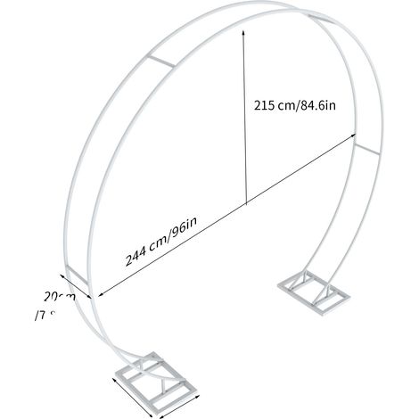 Arche de mariage, cadre en métal, toile de fond polyvalente, Rails Doubles 2.4M, L-c (1/2)
