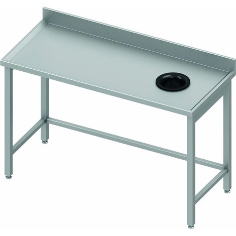 Table Adossée Inox - Vide Ordure à Droite- Profondeur 800 - Stalgast