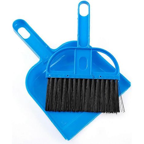 Mini pelle à poussière portable pour miettes/Pelle à poussière douce pour petits cheveux/Outil de nettoyage pour la maison, la cuisine, la chambre, le bureau (Bleu) (1/5)