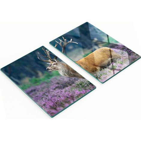 Eleganti e resistenti tavole in vetro con motivo a cervo color lavanda, 2x40x52 cm (1/5)