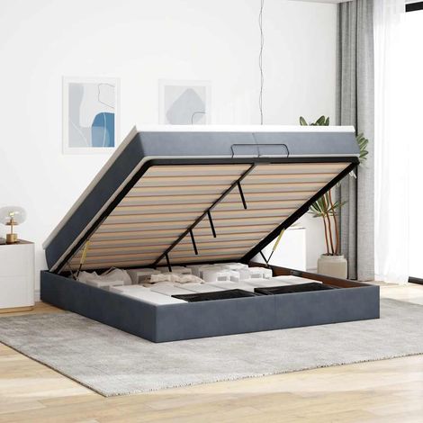 Ottoman-Bett mit Matratzen Dunkelgrau 200x200 cm Samt (1/5)