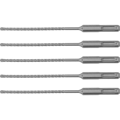 5 Forets à Percussion Carbure 160mm, 2 Goujures, Autocentrants pour Béton, Pierre et Briques, 4mm/0.16in, Lot de 5 (1/5)