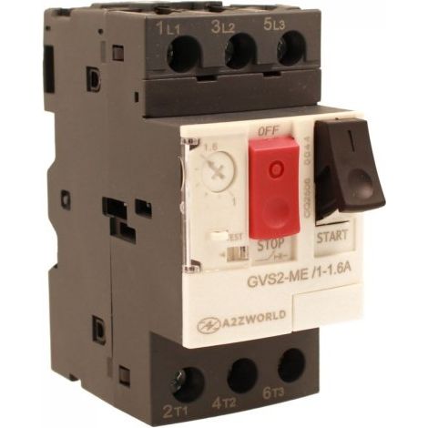 Salvamotore Interruttore Termico di Protezione Motore, 3P 2.5M Regolabile 1.6A 1-1.6A 0.75KW AC 590V Monofase e Trifase IP20 IEC60947-2