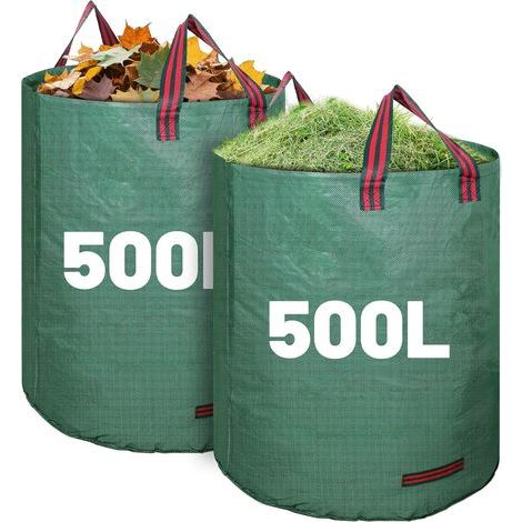 2x500L Gartenbeutel, robust, selbsttragend, mit Griffen, wasserdicht, faltbar, wiederverwendbar aus 150GSM Polypropylen. (1/5)