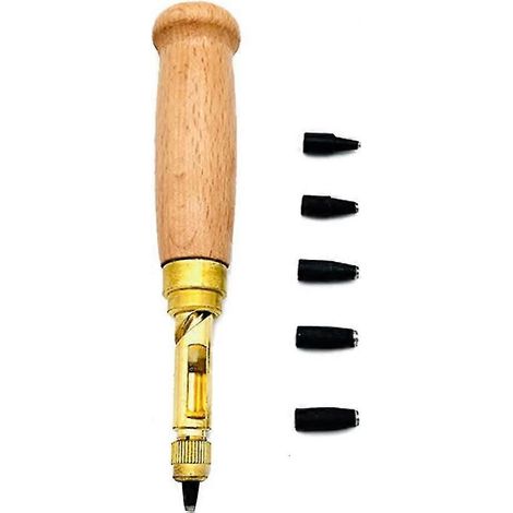 Perforatrice automatique pour ceintures, rotative, remplaçable, silencieuse, pour cuir, à monter soi-même, en bois, dorée, noire, 1 jeu (1/5)