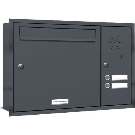 1er Briefkasten Unterputz RAL Farbe 7016 Anthrazit 2 Klingel Sprechgitter (1/5)