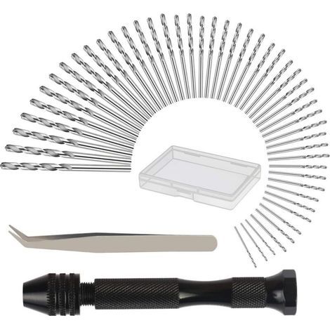 Perceuse à Main Hand Drill Avec 48 Pcs Mini Foret Fraise Twist (0.6-3mm) Perceuse Manuelle Outils Pour Bricolage Forage (1/4)
