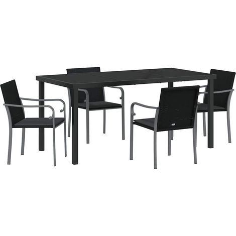 Garden Dining Set 5 pcs Black and Grey PE Rattan vidaXL (1/5)