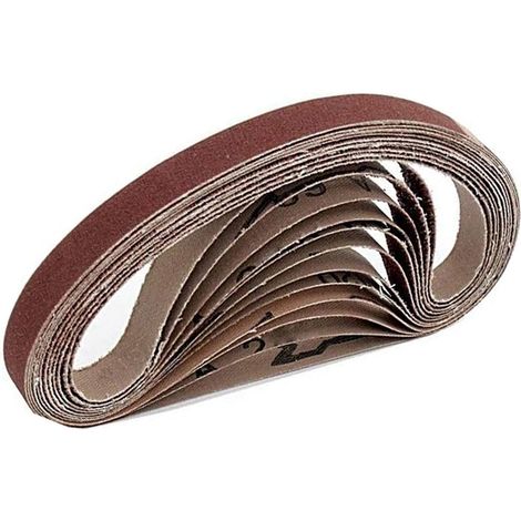 Lot de 15 bandes abrasives 13 x 457 mm (3 x grain 80/120/150/240/320) pour ponceuse à bande fixe, pour poncer, limer, affûter et enlever (1/5)