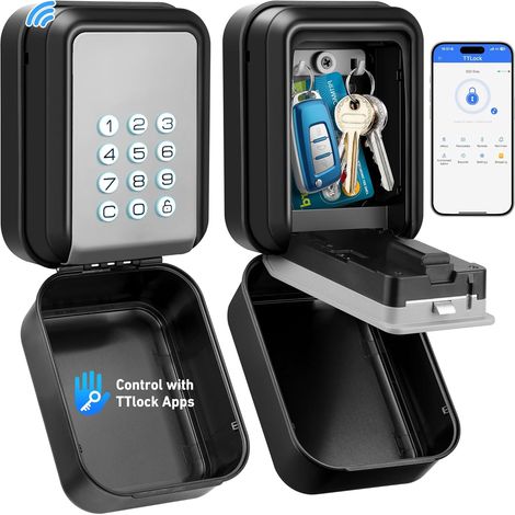 1 Boîte à Clés Connectée Bluetooth,IP65 Étanche,Code Rétroéclairé,Multiple Utilisateurs,Extérieur