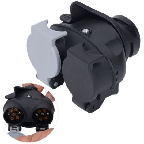 Adaptateur de remorquage 13 broches à double 7 broches, prise de Conversion 12V 12N 12S pour caravane, remorque, appareil de réfrigérateur (1/4)