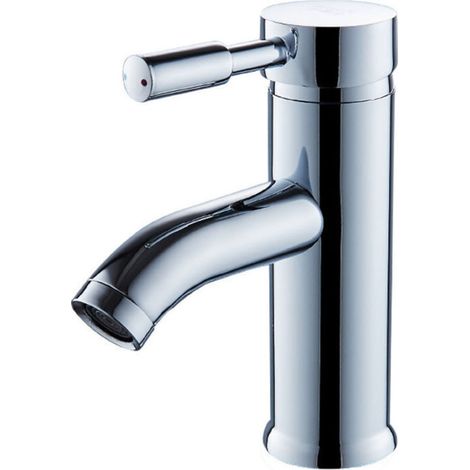 Robinet de salle de bain, robinet de lavabo blanc, robinet de haute qualité, robinet de salle de bain, résistant à l'usure, robinet chaud et froid, acier inoxydable, argent (1/4)