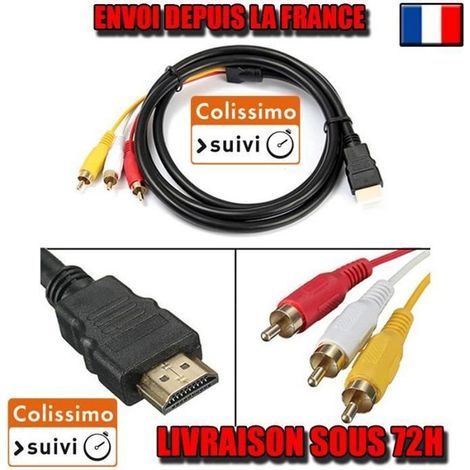 Câble HDMI vers RCA - STRAßE TECH - 1,5M - Audio et Vidéo - HDMI mâle - 3 RCA mâle