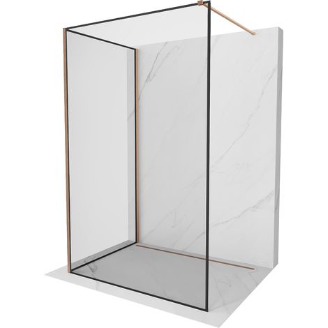 Mexen Kioto Duschwand Walk-in 120 x 70 cm, schwarz gemustert, gebürstetes Kupfer - 800-120-212-65-70