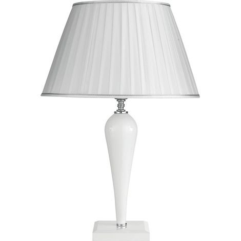 Lampe de table en verre artisanal style classique Ravel 40 - Blanc (1/2)