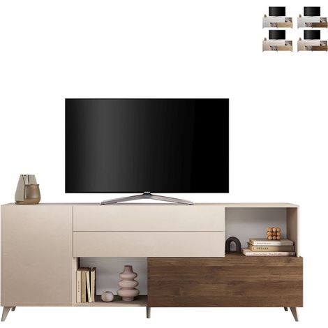 Credenza moderna cucina soggiorno bianca legno 2 ante cassetti Maditha - Olmo - Bianco