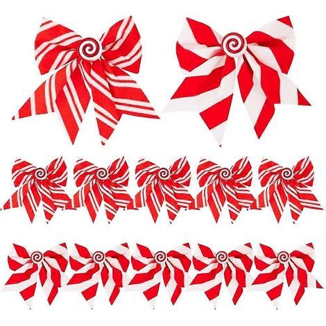Weihnachtsschleifen (12 Stück) Rot und Weiß - Festliche Dekorationen für Girlanden und Hochzeitsfeiern im Freien (1/5)