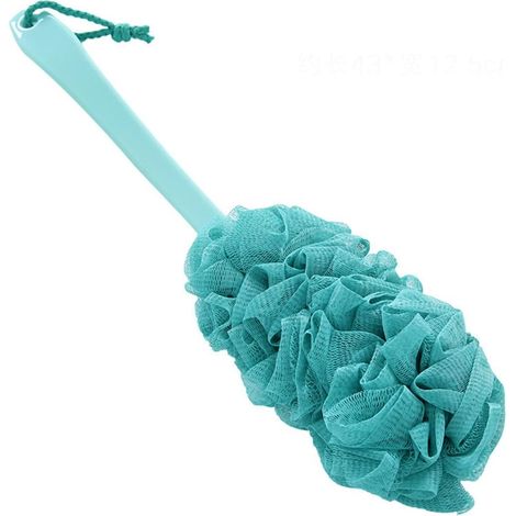 Shower Flower with Long Handle, Hanging Bath Brush, Hanging Back Brush, Durable Sponge Bath Brush, Shower Brush for Women and Men, Exfoliating Loofah (Green) (1/5)