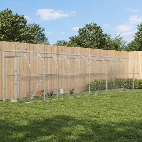 vidaXL Poulailler contre le mur Argenté 600 x 150 x 215 cm (1/5)