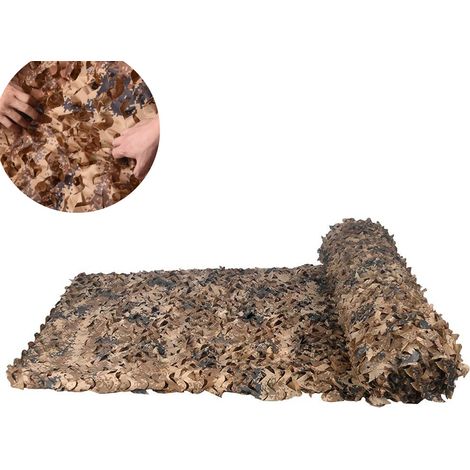Filet pare-soleil de jardin 200 x 200 cm, protection solaire militaire, protection de la vie privée,pour le jardin, le camping et la chasse (marron) (1/5)